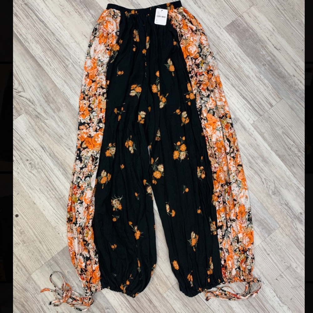 Free People Wide Leg Pant Orange/Black